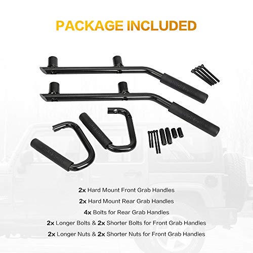 AUXMART Grab Handles Kit Front & Rear Grab Bars for Jeep Wrangler JK