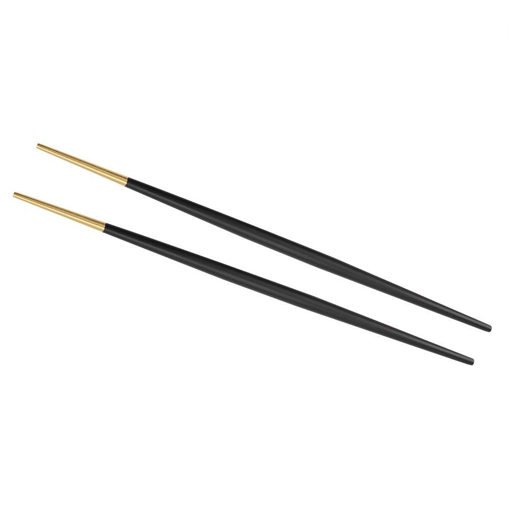 Wifehelper 304 Stainless Steel Chopstick Japanese Sushi Gold Chopsticks Tableware Set, Lightweight and Reusable Metal Silverware for Lunch Dishwasher Safe(Black)