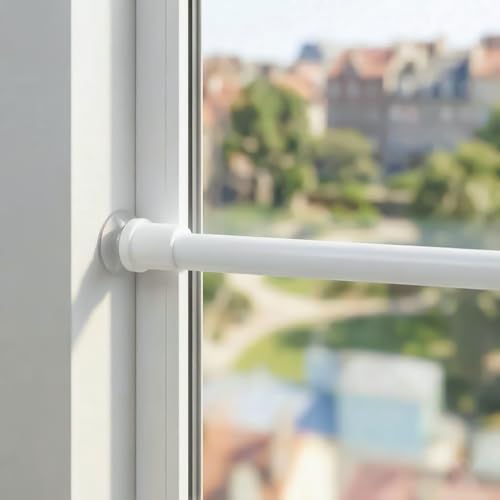 Venwemong 2 x Curtain Rod Tension 3 in 1 Extendable Without Drilling Spring 10 mm Adjustable 45 – 60 cm for Window Frames, Windows, Kitchen Cabinets, Shelves, Easy Installation without Construction