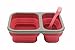 Collapsible Lunch Box - Best Bento Silicone Lunchbox With Two Compartments, BPA Free, Great for School, Red