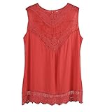 OVERMAL Women Summer Vest Top Sleeveless Blouse Casual Tank Tops Shirt Lace (S, Hot Pink)