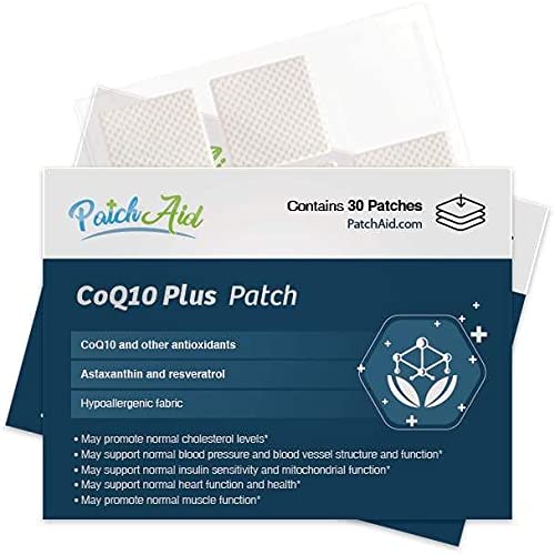 Patch Aid CoQ10 Plus - 30 Daily Topical Patches. 100% Natural & Vegan. Allergy & Filler Free. High Absorption and More bioavailable. Suitable for Sensitive stomachs & bariatric.