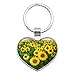 Field of Sunflowers Keychain Heart Love Metal Key Chain Ring