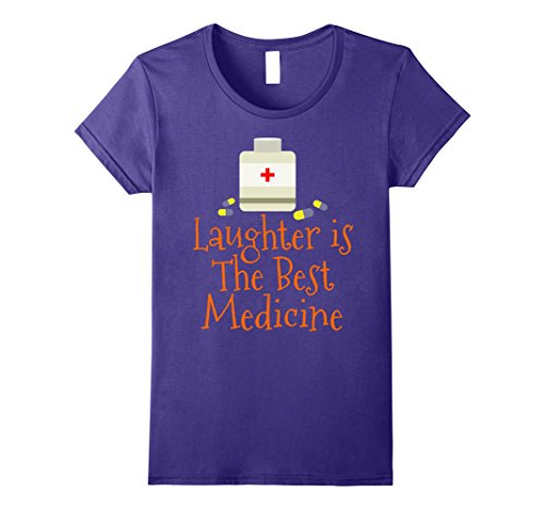 Womens Laughter is the Best Medicine T-Shirt Medium Purple