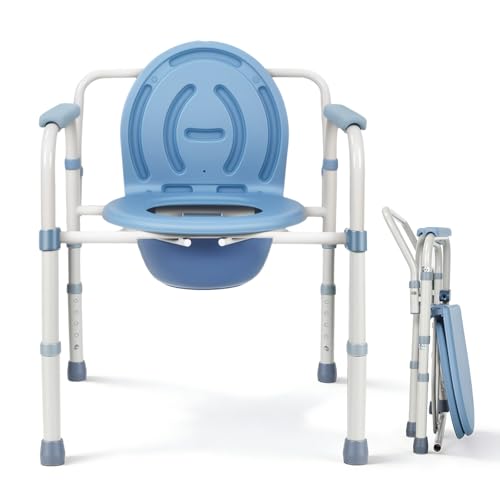 Elderly Portable Elderly Portable Adult Toilet Chair 5 Adjustable Heights, Portable Adult Toilet, Elderly Toilet Chair with Bucket/with Armrests for Pregnant Women with Disabilities (250 kg)