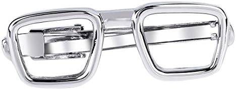 Yoly Tie Bar Clip Pin for Men Silver Stainless Steel Glasses with Gift Box