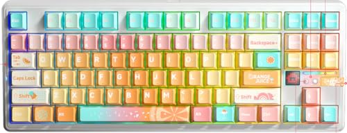 MechLands Aula F87 PRO V2 Wireless Gaming Keyboard with 10000mAh Battery, 8K Polling, SOCD/MT/TGL, BT/2.4GHz/Wired, Hot Swap TKL Mechanical Keyboard with Creamy Gasket, RGB Backlit (Blue)