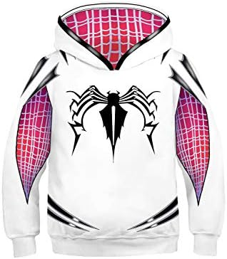 Newhui Kids Girls Gwen Stacy Venom Hoodie Spider-Verse Hooded Pullover Shirt