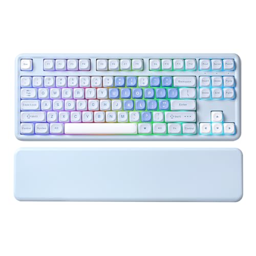 YUNZII B87 Drahtlose Mechanische Tastatur, QMK/VIA Software Custom Gaming Tastatur, Gasket RGB mit MOA Keycaps, Wrist Rest, BT5.0/2.4G/USB-C NKRO für