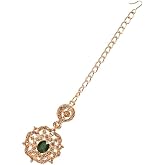 Touchstone maang Tikka Indian Head Jewelry Women Hair Accessories Gold Headpiece Forehead mangtika Bollywood Simple kundan Wedding Dainty Chain Bridal tikli borla Filigree netthi chutti