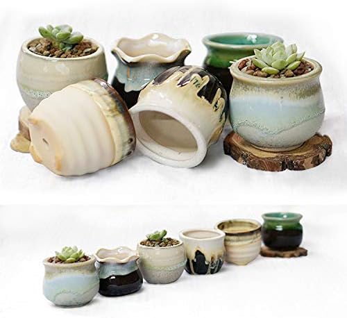 6 PCS Succulent Pot Ceramic Succulent Planters Cactus Planter Pot Flowing Glaze Flower Plant Pot Container Mini Succulent Plant Pots 2.5 Inch (Flowing Glaze)
