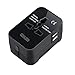 Travel Adapter, GOOLEEN Universal All in One Worldwide Travel Power Plug [US UK EU AU] Wall AC Adapter Charger with Dual USB Charging Ports & Universal AC Socket (Black)