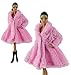 Pink Fashion Winter Fur Coats Clothes + One Pair Boots Made Fit for Barbie Doll