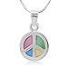 CHUVORA Sterling Silver Multi-Colored Mother of Pearl Shell Peace Love Symbol Sign Necklace 18''