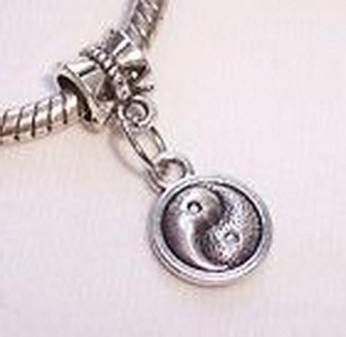 Beads Hut - Yin and Yang Large Hole Dangle Bead fits Silver European Style Charm Bracelets