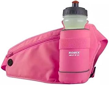 Hydration Running Belt Bag Waist Pack, Lightweight Outdoor Sports Adjustable Running Belt with Water Bottle Holder Holster, Roomy Zip Pouch for iPhone 7Plus,Galaxy S8 S8plus,etc (Pink)