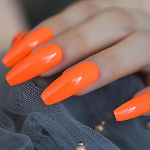 EDA LUXURY BEAUTY ORANGE GLAMOROUS DESIGN Full Cover Press On Gel Glitter Artificial Nail Tips Shiny Acrylic Extreme False Nails Extra Long Ballerina Ballet Coffin Square Super Fashion Fake Nails 4 EDA LUXURY BEAUTY ORANGE GLAMOROUS DESIGN Full Cover Press On Gel Glitter Artificial Nail Tips Shiny Acrylic Extreme False Nails Extra Long Ballerina Ballet Coffin Square Super Fashion Fake Nails