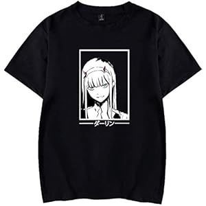 Heren Jongens Darling in The Franxx Zero Two Cosplay T-shirt met bijpassende Anime Girl Otaku Korte Mouw Tee