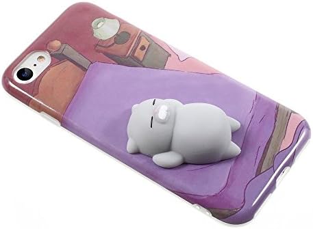 Squishy Animals Case,Cute 3D Soft Silicone Cute Bear Toy on Back for Release Stress Protective Phone Cover for iPhone SE 5s 5 (bed bear)