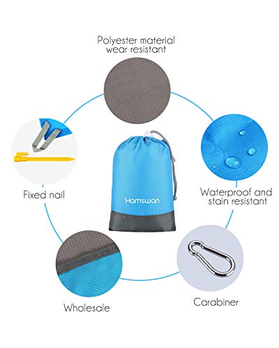 HAMSWAN Beach Blanket, Waterproof and Sand Free Beach Blanket,7 Person 9' x 10' Picnic Blanket, Waterproof Outdoor Family Mat for Beach, Camping, Hiking, Music Festival, Lawn Party