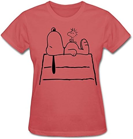 XBILLY Peanuts Snoopy Sleeping Women's Short-sleeve T Shirts pink XL