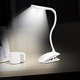 Lámpara Escritorio LED,Mospro De Mesa/Mesilla Para Estudio,Lectura,Leer Con Pinza Portátil Cuidado Para Los Ojos Ahorro Energía Iluminación Ajustable (Blanco)
