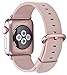 JSGJMY Compatible with Apple Watch Band Women Genuine Leather Replacement Strap for Iwatch Series 5 4 3 2 1 Sport Edition (Soft Pink/Rose Gold Aluminum, 42mm 44mm M/L)