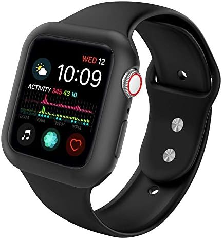 Ksaier Compatible with Apple Watch Band 40mm 44mm with Case, Shock-Resistant Protective Case with Soft Silicone Sport Strap, Compatible Apple Watch Series 4 Sport Edition