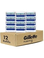 Gillette Fusion Manual - Recambios de cuchillas de afeitar para hombres, 12 unidades, Maquinillas de afeitar para hombres / cuchillas