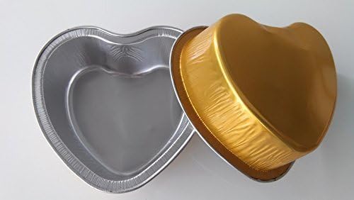 KEISEN 3" mini cordate Disposable Aluminum Foil Cup 55ml for Muffin Cupcake Baking Bake Utility Ramekin Cup100/PK (Gold)