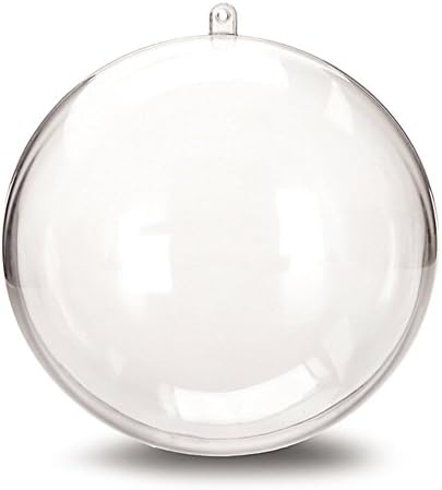 Yontree Round Clear Plastic Acrylic Fillable Ornaments Ball Baubles Bath Bomb Mold Plastic Balls for Holiday Decoration Clear (5-Pack) 60x60mm