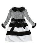 NNJXD Girl Long Sleeve Collared Stripe Leisure Dress