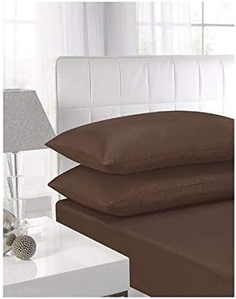 Flat Sheets Polycotton Bed Sheets Super King Size Superking Poly Cotton Bedding, Choco