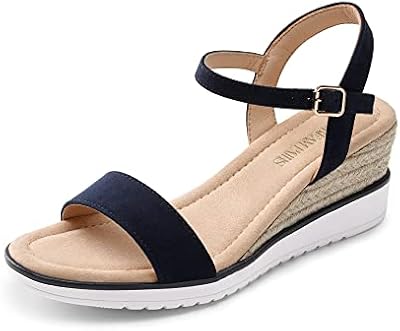 Damen Keilsandalen Klassische Pumps Sandale mit Keilabsatz Sommer,Size 39,Marine,SDPW2342W-E