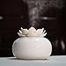 YJY Ceramic Aromatherapy Essential Oil Diffuser, Lotus Flower Humidifier Portable for Office, USB Auto Shut-Off Intermittent 8 Hours Work Air Purifier(White-White)