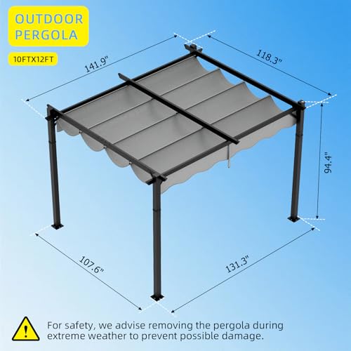 AOGO 10x12 Retractable Pergola Review: Aluminum Patio Gazebo with Wave Shade Canopy image 11