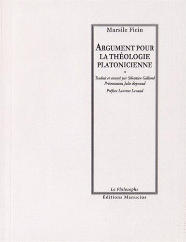 Argument pour la théologie platonicienne
