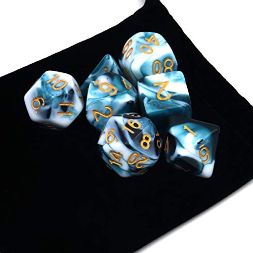 PJOY DND Dice Set Wisp D D Dice for Dungeons and Dragons Role Playing Games (Red Black) (Teal White) - Thumbnail 4
