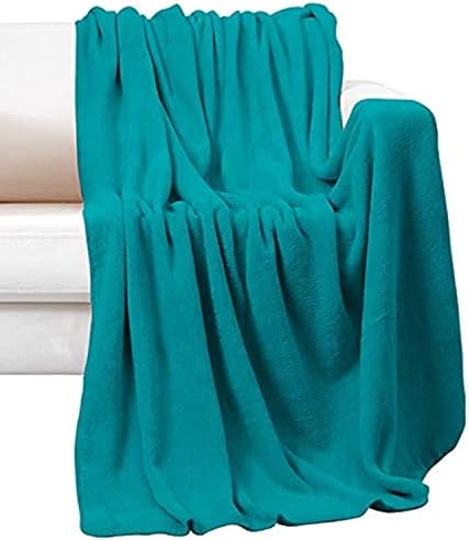 Soft Flannel Fleece Blanket, Turquoise, King Size, 210 200 cm