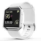 Fitbit Blaze Accessories Classic Band Large, UMTele Soft Silicone Replacement Sport Strap Band with Quick Release Pins for Fitbit Blaze Smart Fitness Watch White, Frame Not Included (6.7