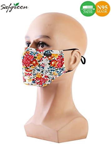 PM2.5 N95 Respirator Masks Dust Mask Anti Pollution Mask 5 Layer Activated Carbon Filter Insert Washed Reusable Cotton Mouth Mask for Men Women