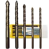 5 Piece Concrete Drill Bit Set, German Material Carbide Tip Masonry Drill Bits for Concrete/Ceramic Tile/Brick/Porcelain Wall/Plastic/Wood/Glass, Bit Tool by EANINNO, 6 6 8 10 12 mm