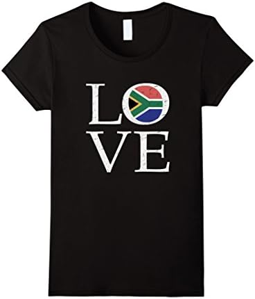 Womens I Love South Africa T-shirt South African Flag Graphic Tee Medium Black