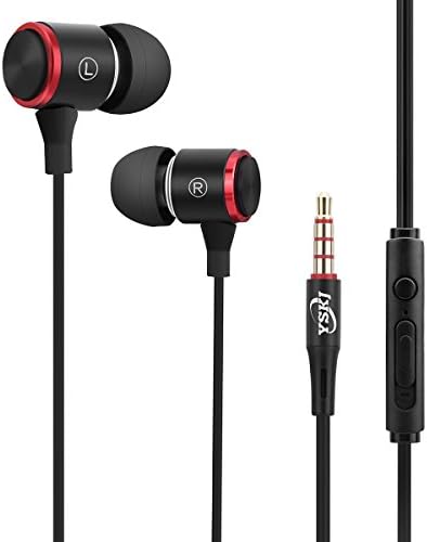Earphones In ear Headphones Earbuds Noise Isolating with Microphone and Volume Control Powerful Bass for iPhone iPod iPad Samsung HTC Tablets Laptop Mp3 Mp4 Players 3.5mm Black