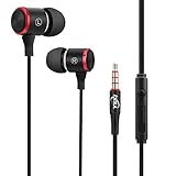 Earphones In ear Headphones Earbuds Noise Isolating with Microphone and Volume Control Powerful Bass for iPhone iPod iPad Samsung HTC Tablets Laptop Mp3 Mp4 Players 3.5mm Black