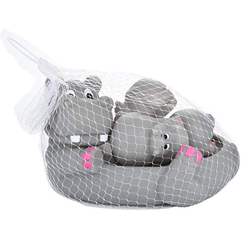 Sannysis Cute Animal Mummy and 3 Babies Squeaky Floating Bathtub Play Toys Hippo - Thumbnail 6