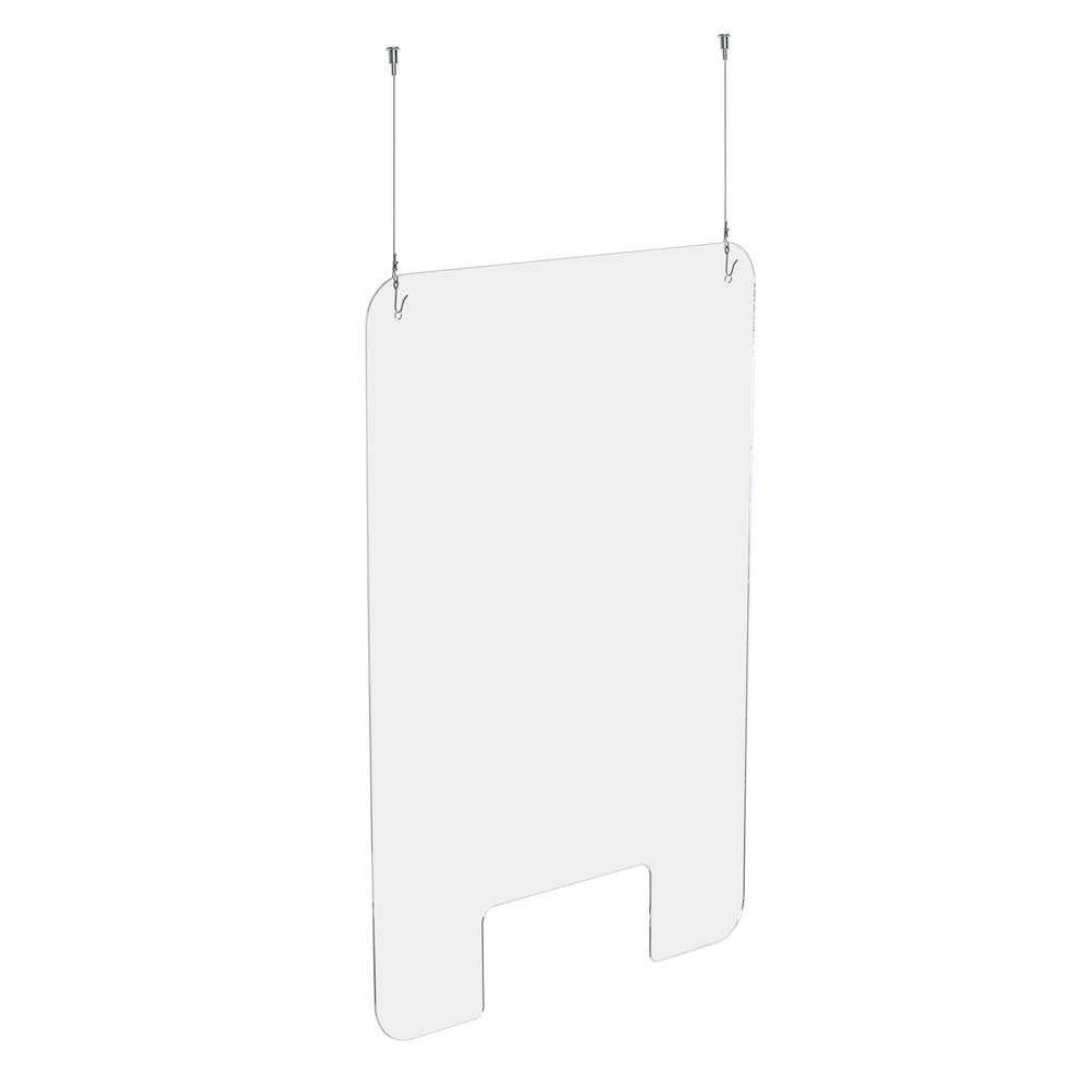 Exacompta - Ref 80158D - ExaScreen - Premium Protective Sneeze Guard Screen Divider - 100cm Height x 66cm Length, Hanging Window Model with Gap for Documents & Payments, Easy to Clean