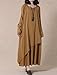 Mordenmiss Women's New Cotton Linen Long Sleeve Layered Dress Orange, One Size
