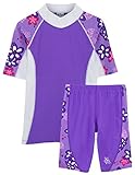 Tuga Girls Two-Piece Short Sleeve Bathing Suit Set 2-14 Years, UPF 50+