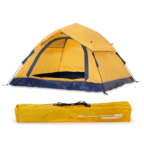 Lumaland Camping Zelt | Leichtes Pop Up Wurfzelt | 2-3 Personen Kuppelzelt | Trekking & Festival Igluzelt | Sekundenzelt Wasserdicht 210x190x110cm | I